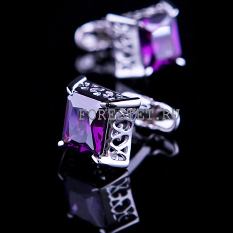 Запонки с кристаллом Purple (Арт.5356)