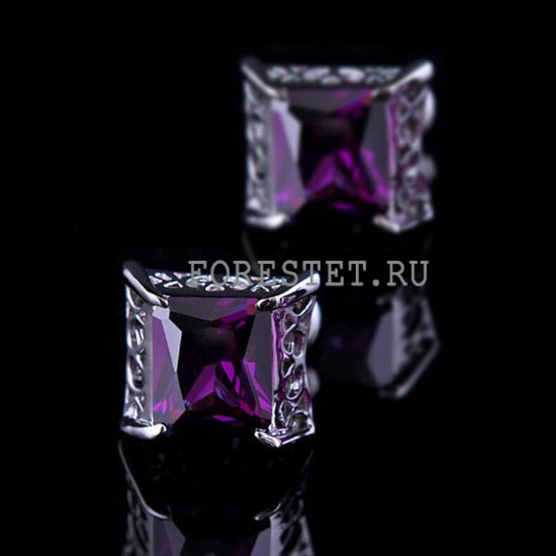 Запонки с кристаллом Purple (Арт.5356)