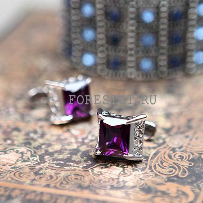 Запонки с кристаллом Purple (Арт.5356)