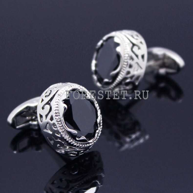 Запонки с черным кристаллом (Арт. 5420)